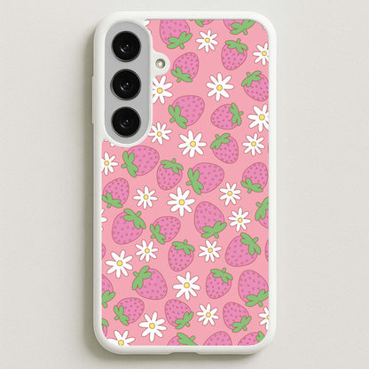 Pink Strawberries - Spring Patterns Phone Case for Galaxy S25FE