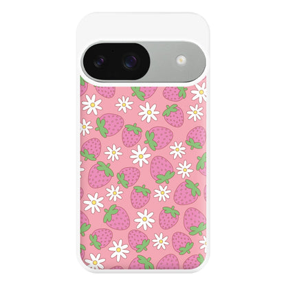 Pink Strawberries - Spring Patterns Phone Case for Google Pixel 9 / 9 Pro