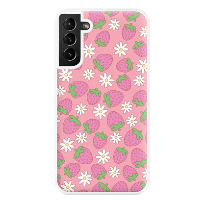 Pink Strawberries - Spring Patterns Phone Case for Galaxy S21 Plus