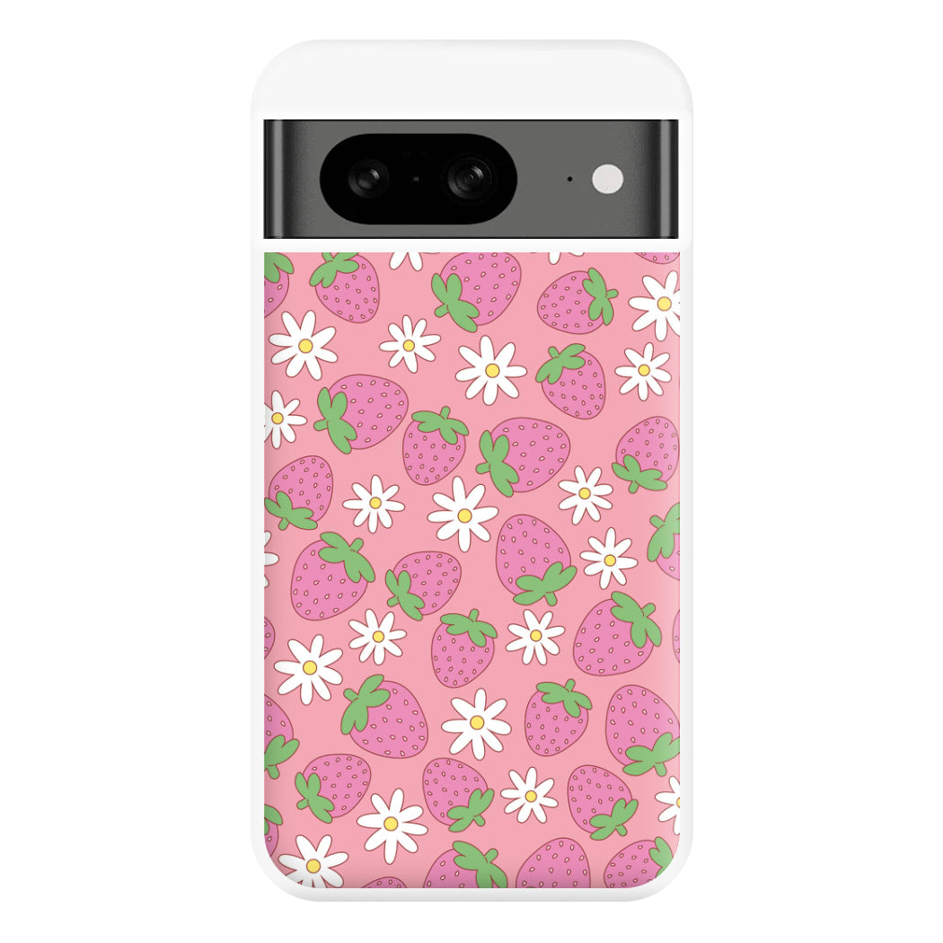 Pink Strawberries - Spring Patterns Phone Case for Google Pixel 8