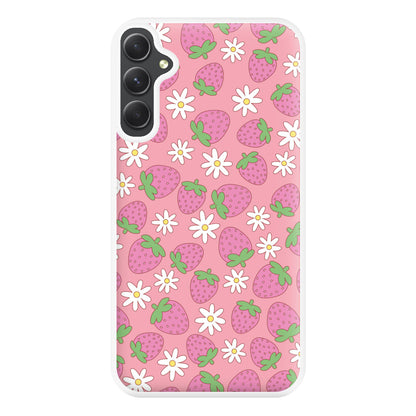 Pink Strawberries - Spring Patterns Phone Case for Galaxy A14