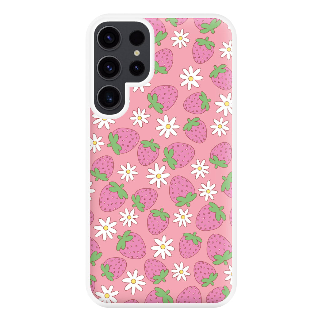 Pink Strawberries - Spring Patterns Phone Case for Galaxy S23 Ultra