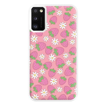 Pink Strawberries - Spring Patterns Phone Case for Galaxy A41