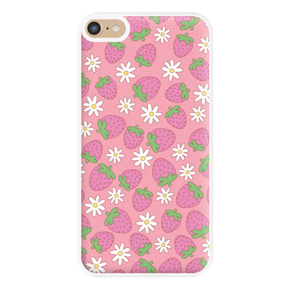 Pink Strawberries - Spring Patterns Phone Case for iPhone 6 Plus / 7 Plus / 8 Plus