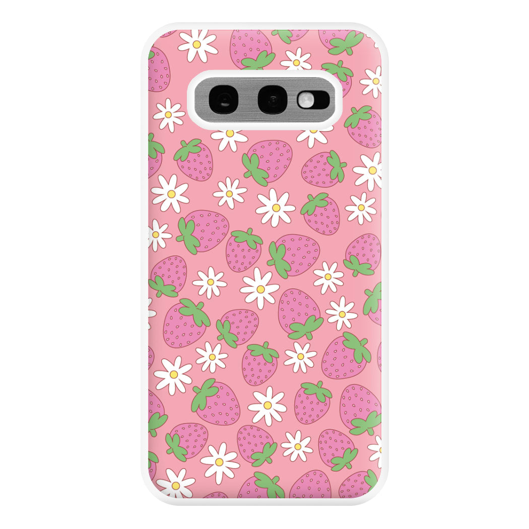 Pink Strawberries - Spring Patterns Phone Case for Galaxy S10e