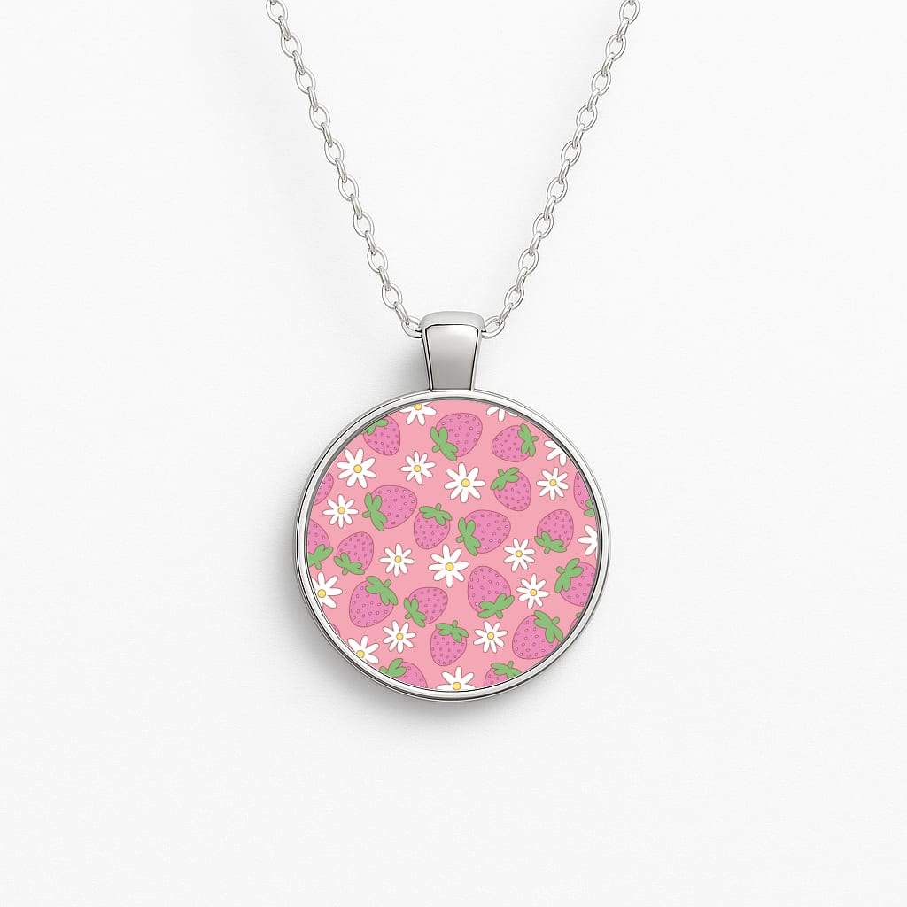 Pink Strawberries - Spring Patterns Necklace