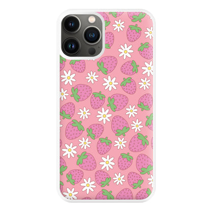 Pink Strawberries - Spring Patterns Phone Case for iPhone 13 Pro Max