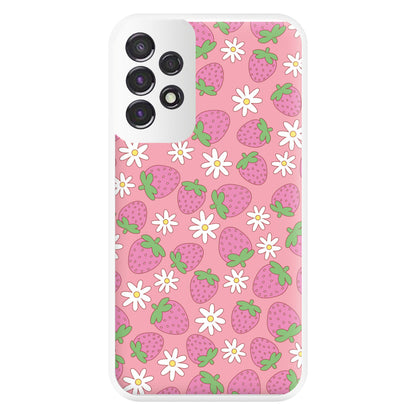 Pink Strawberries - Spring Patterns Phone Case for Galaxy A53