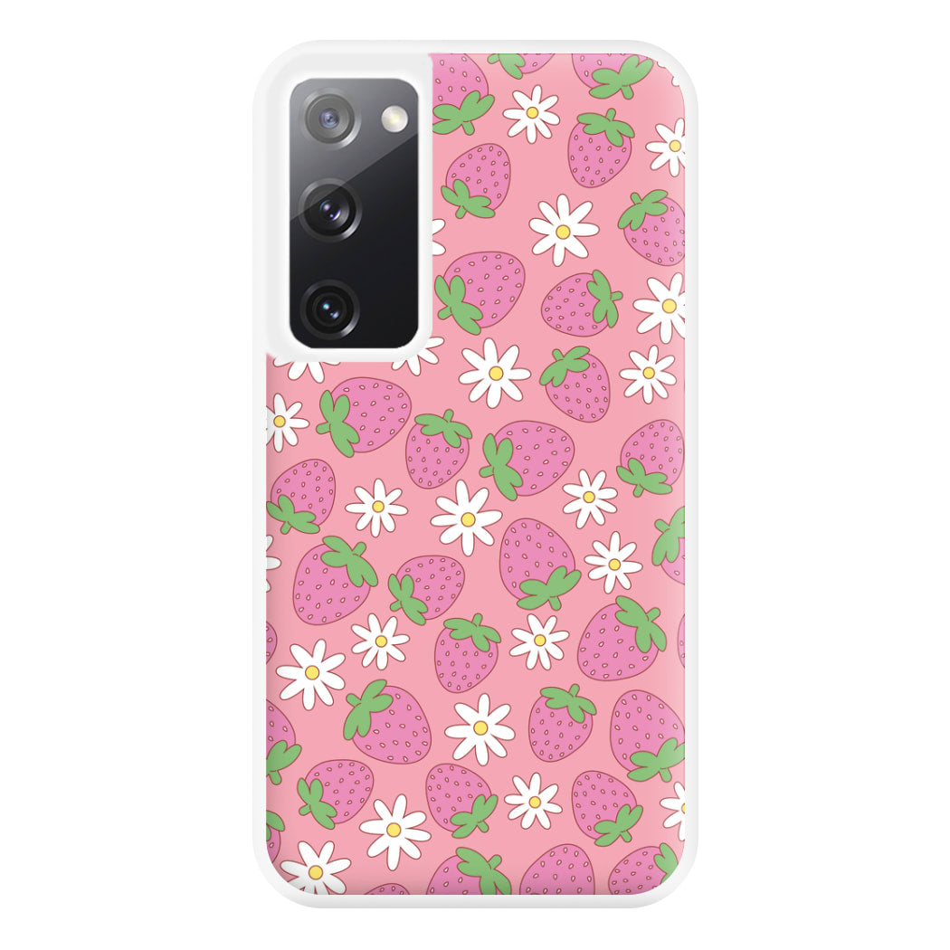 Pink Strawberries - Spring Patterns Phone Case for Galaxy S20FE