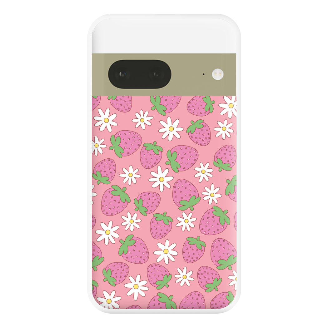 Pink Strawberries - Spring Patterns Phone Case for Google Pixel 7a