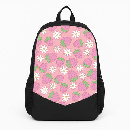 Pink Strawberries - Spring Patterns Large Backpack