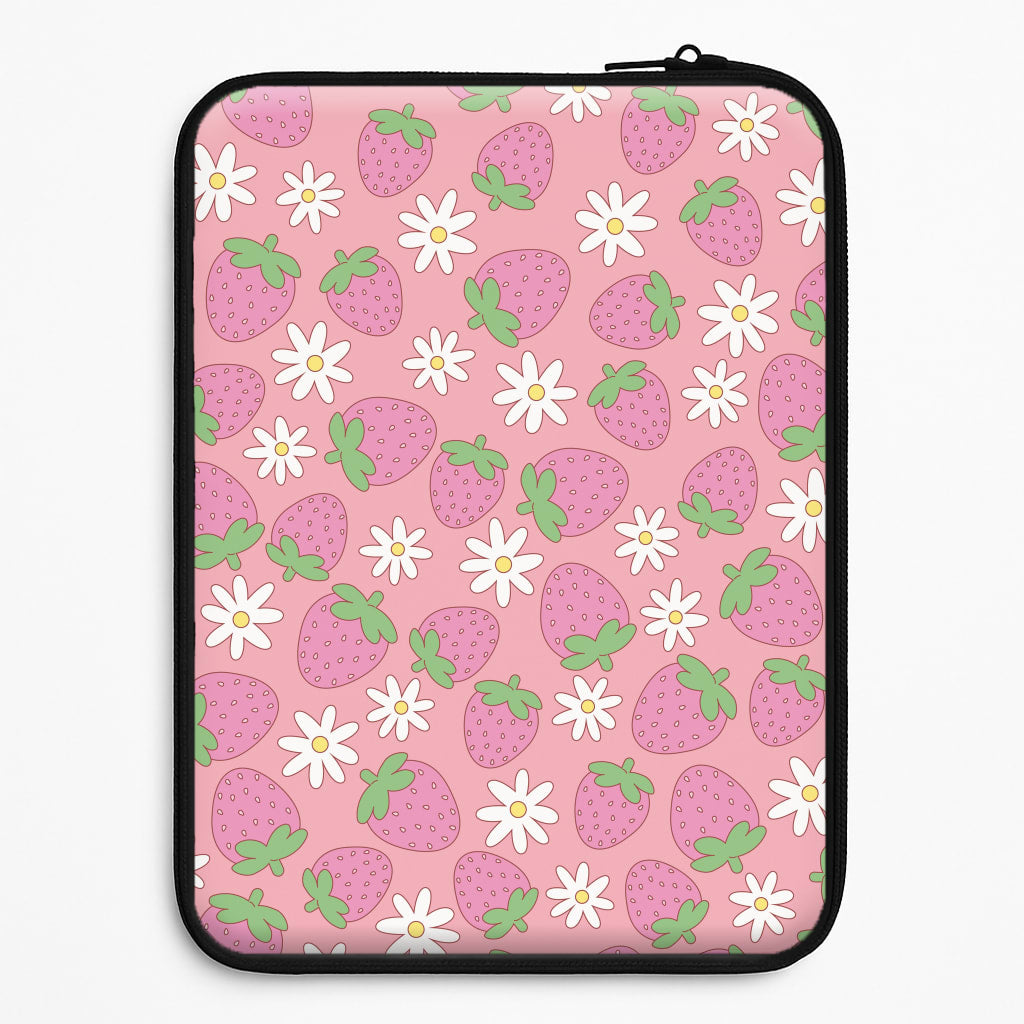 Pink Strawberries - Spring Patterns Laptop Sleeve