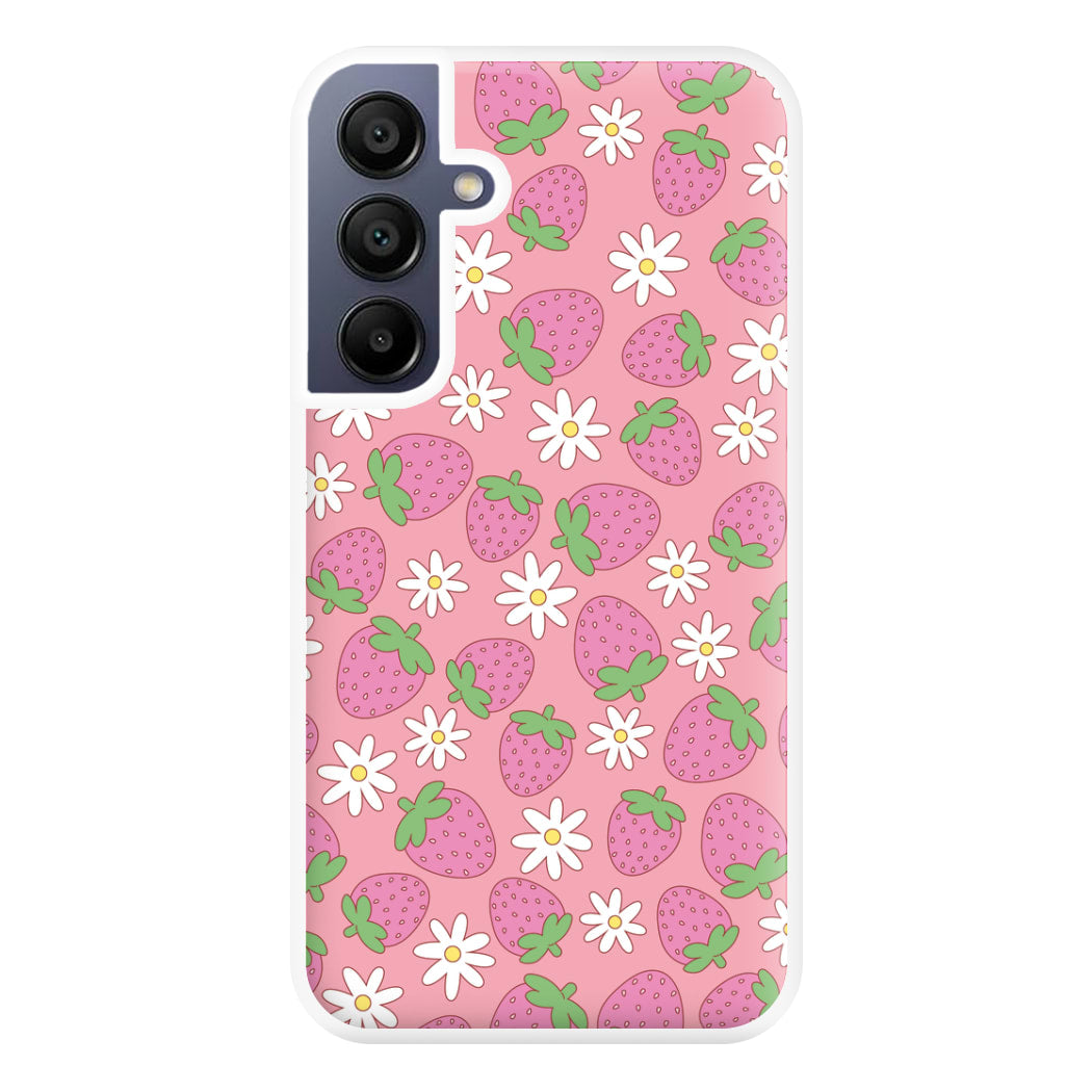 Pink Strawberries - Spring Patterns Phone Case for Galaxy A16