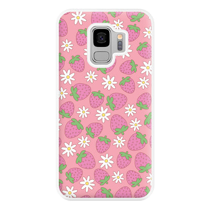 Pink Strawberries - Spring Patterns Phone Case for Galaxy S9 Plus