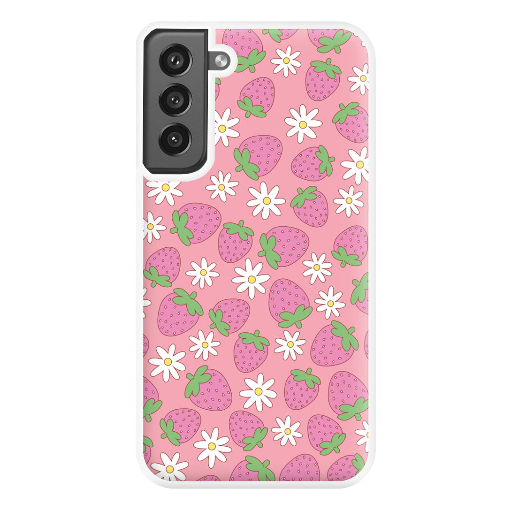 Pink Strawberries - Spring Patterns Phone Case for Galaxy S21FE