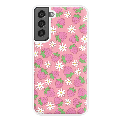 Pink Strawberries - Spring Patterns Phone Case for Galaxy S21FE