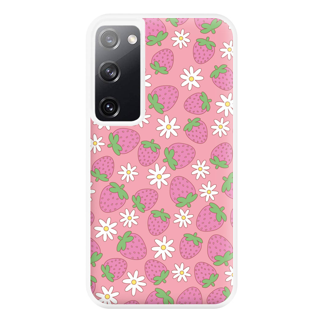 Pink Strawberries - Spring Patterns Phone Case for Galaxy S20