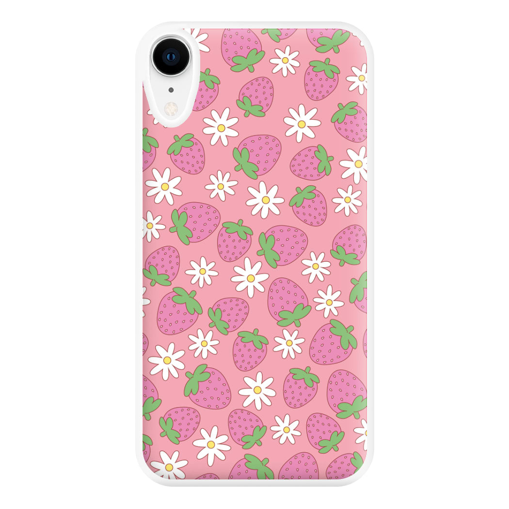 Pink Strawberries - Spring Patterns Phone Case for iPhone XR