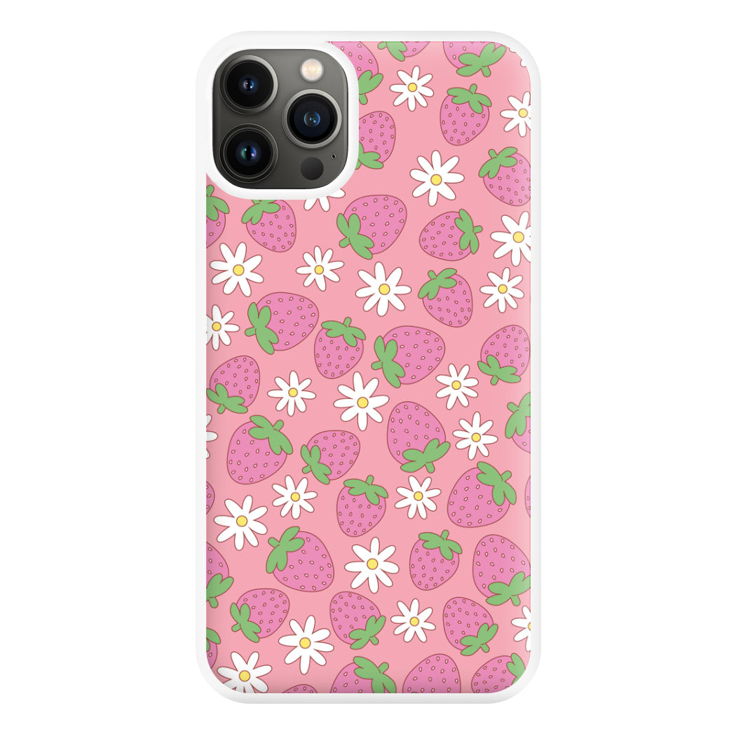 Pink Strawberries - Spring Patterns Phone Case for iPhone 13