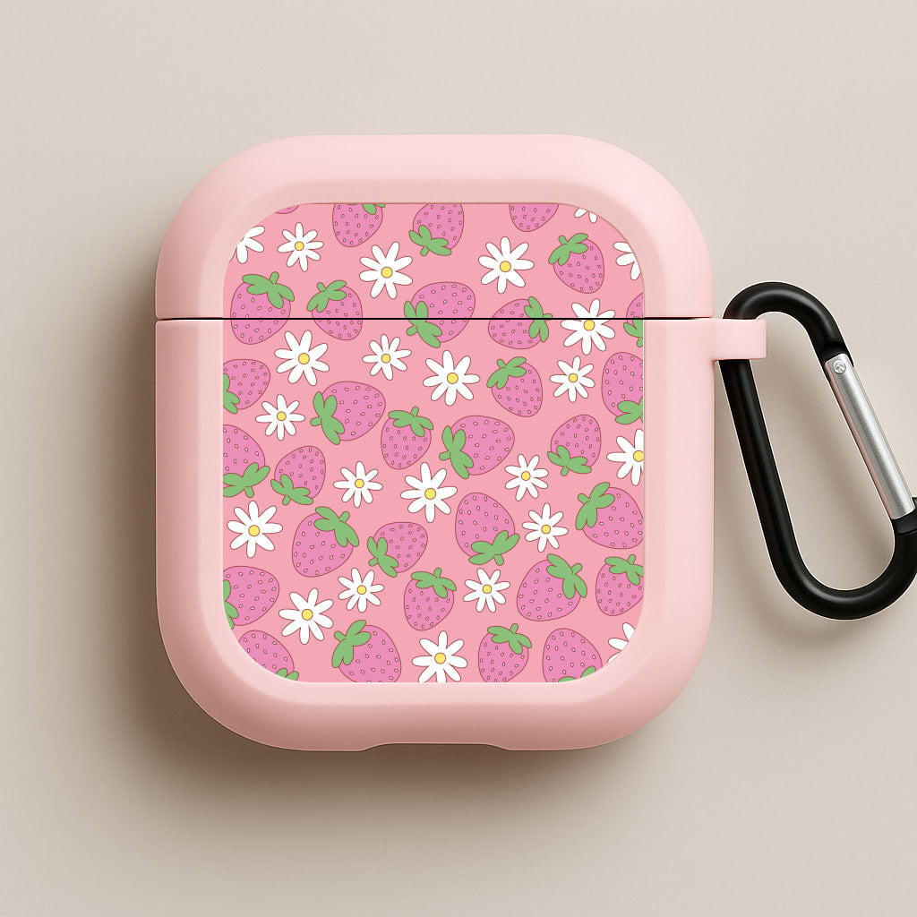 Pink Strawberries - Spring Patterns Pink AirPods Case