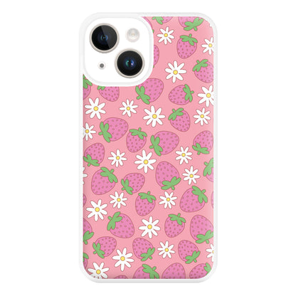 Pink Strawberries - Spring Patterns Phone Case for iPhone 14