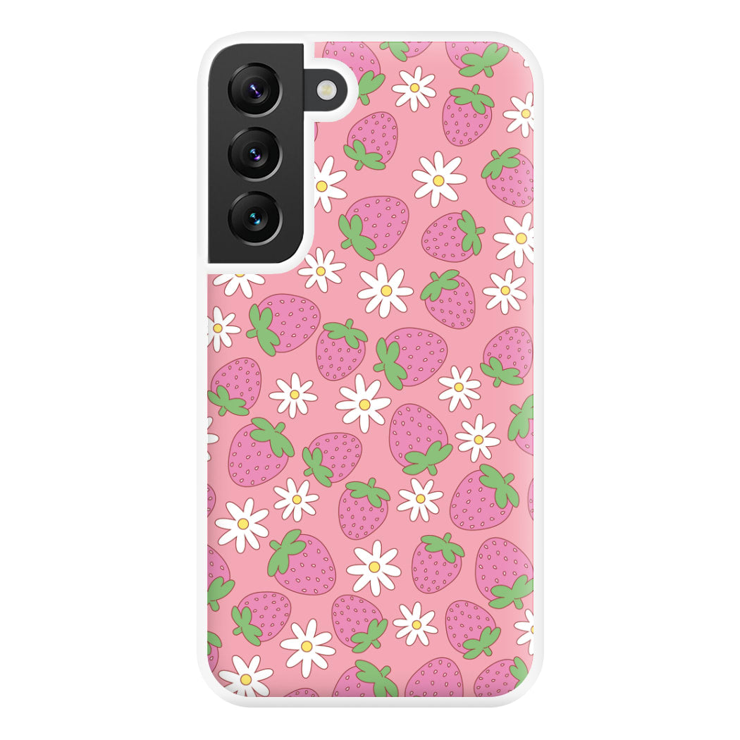 Pink Strawberries - Spring Patterns Phone Case for Galaxy S22 Plus