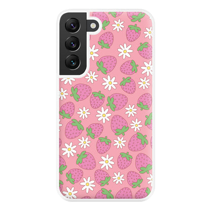 Pink Strawberries - Spring Patterns Phone Case for Galaxy S22 Plus