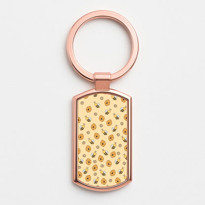 Honey Bees - Spring Patterns Rose Gold Keyring
