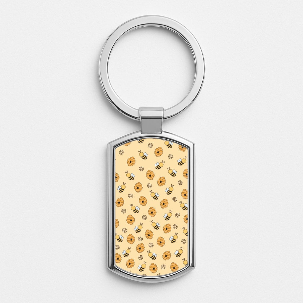 Honey Bees - Spring Patterns Silver Keyring