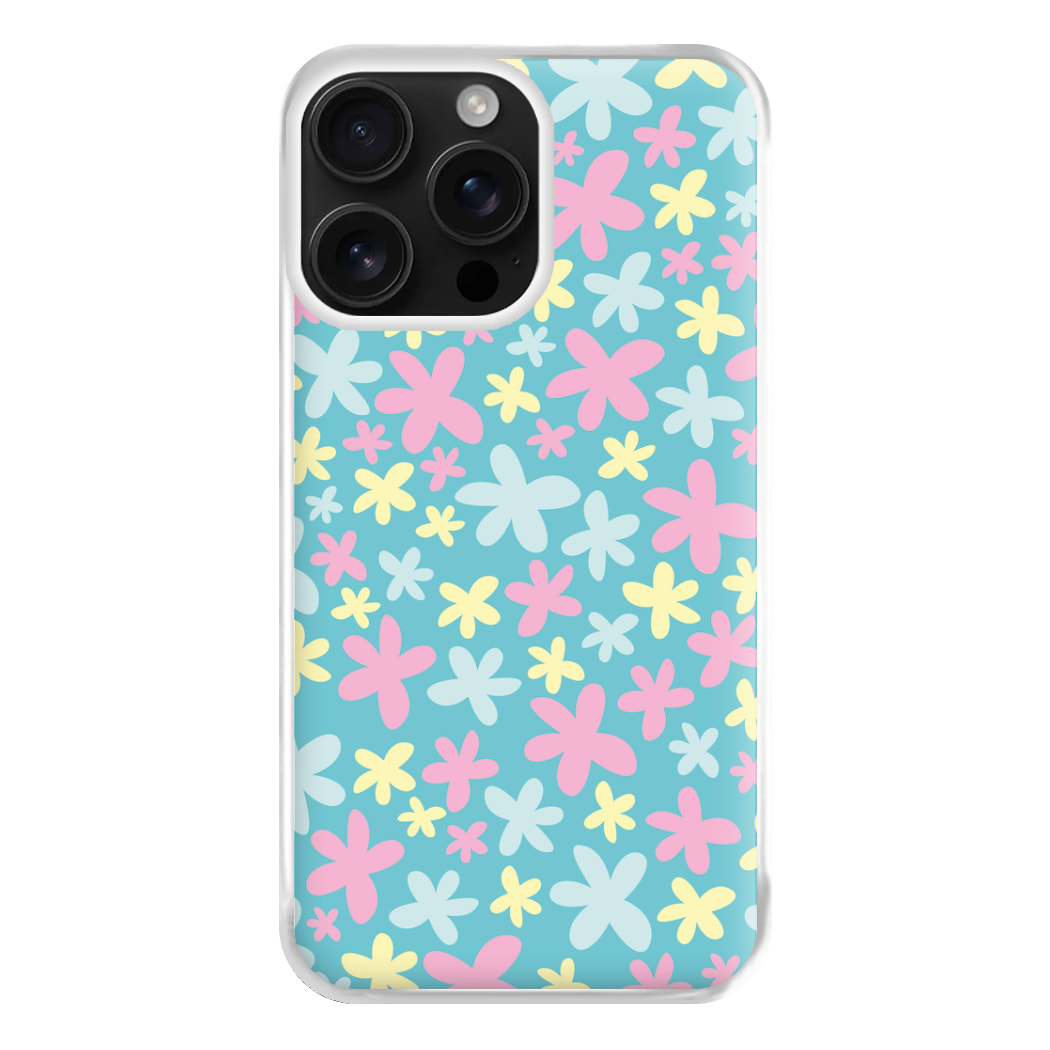 Blue, Pink And Yellow Flowers - Spring Patterns Phone Case