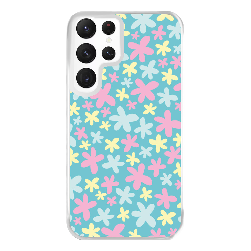 Blue, Pink And Yellow Flowers - Spring Patterns Phone Case for Galaxy S22 Ultra