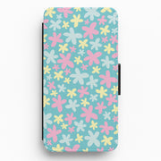 Blue, Pink And Yellow Flowers - Spring Patterns Flip / Wallet Phone Case 1
