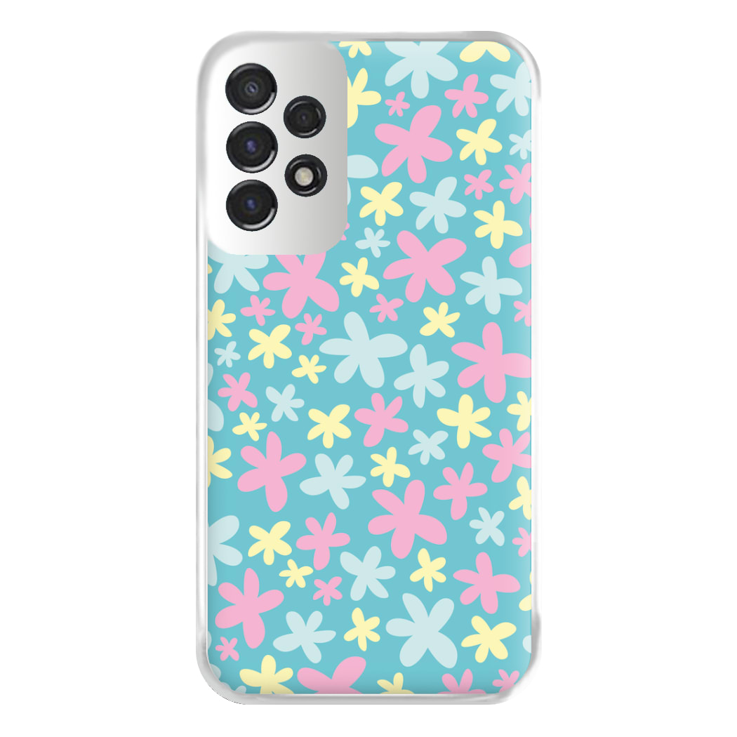 Blue, Pink And Yellow Flowers - Spring Patterns Phone Case for Galaxy A53