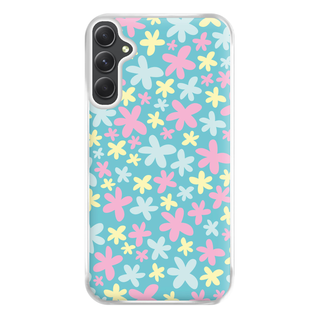 Blue, Pink And Yellow Flowers - Spring Patterns Phone Case for Galaxy A34