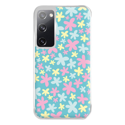 Blue, Pink And Yellow Flowers - Spring Patterns Phone Case for Galaxy S20