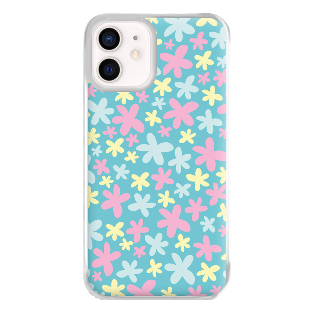 Blue, Pink And Yellow Flowers - Spring Patterns Phone Case for iPhone 13 Mini