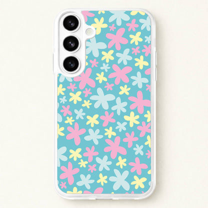 Blue, Pink And Yellow Flowers - Spring Patterns Phone Case for Galaxy S26 Plus
