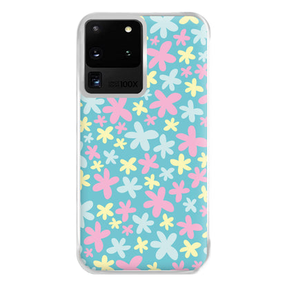 Blue, Pink And Yellow Flowers - Spring Patterns Phone Case for Galaxy S20 Ultra