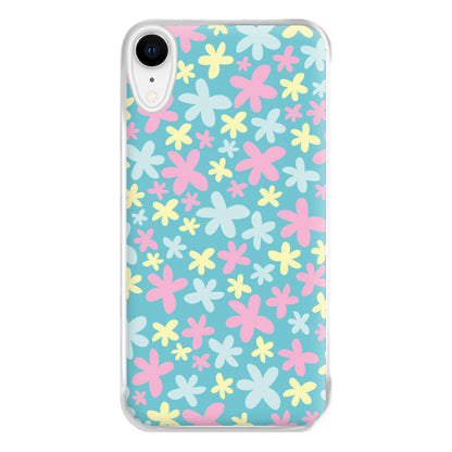 Blue, Pink And Yellow Flowers - Spring Patterns Phone Case for iPhone XR