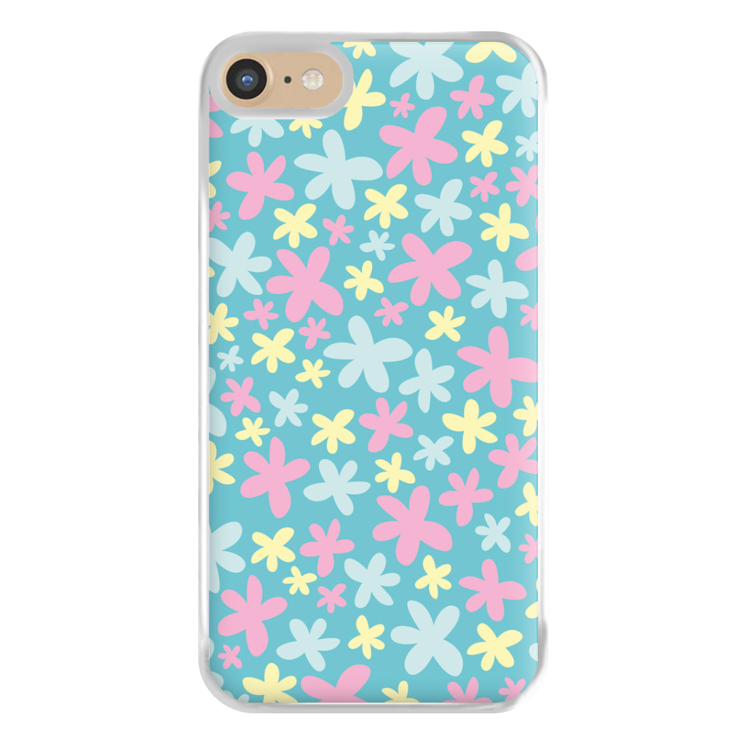 Blue, Pink And Yellow Flowers - Spring Patterns Phone Case for iPhone 6 / 7 / 8 / SE