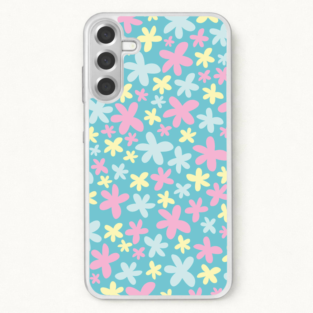 Blue, Pink And Yellow Flowers - Spring Patterns Phone Case for Galaxy A57