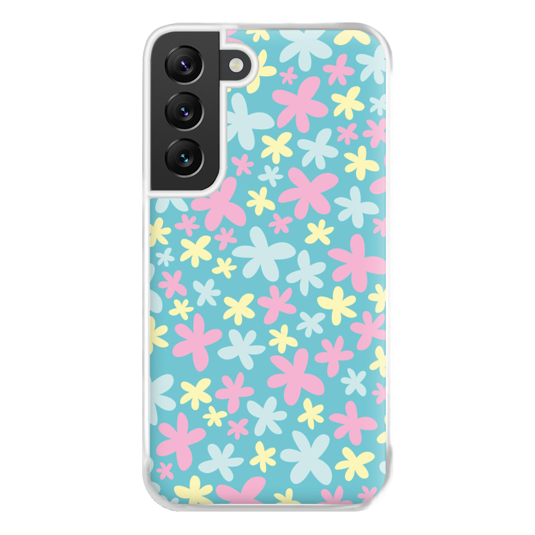 Blue, Pink And Yellow Flowers - Spring Patterns Phone Case for Galaxy S22 Plus