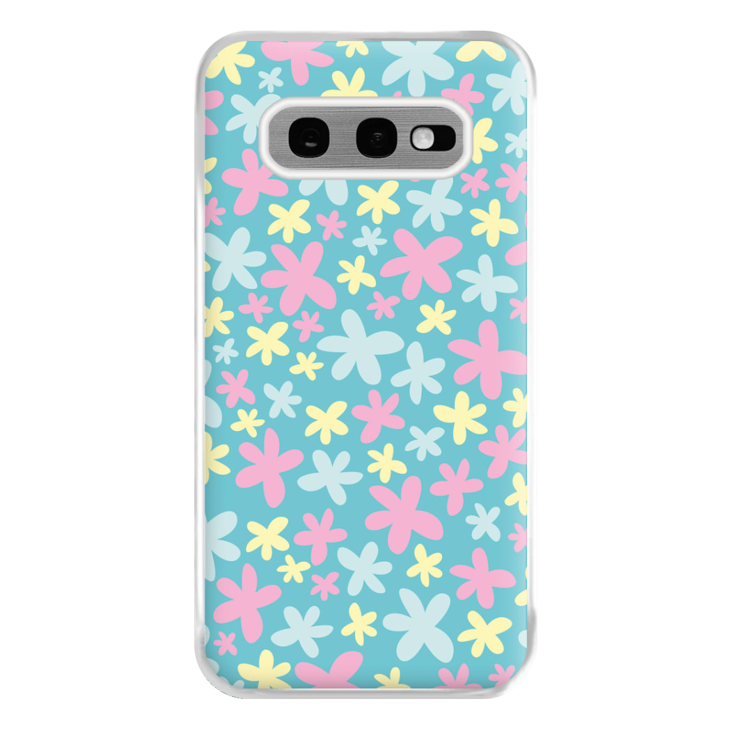 Blue, Pink And Yellow Flowers - Spring Patterns Phone Case for Galaxy S10e