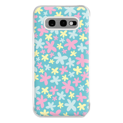 Blue, Pink And Yellow Flowers - Spring Patterns Phone Case for Galaxy S10e