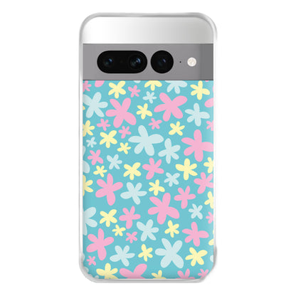 Blue, Pink And Yellow Flowers - Spring Patterns Phone Case for Google Pixel 7 Pro