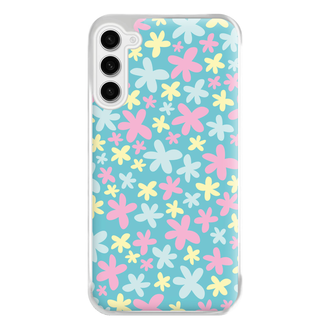 Blue, Pink And Yellow Flowers - Spring Patterns Phone Case for Galaxy S23FE