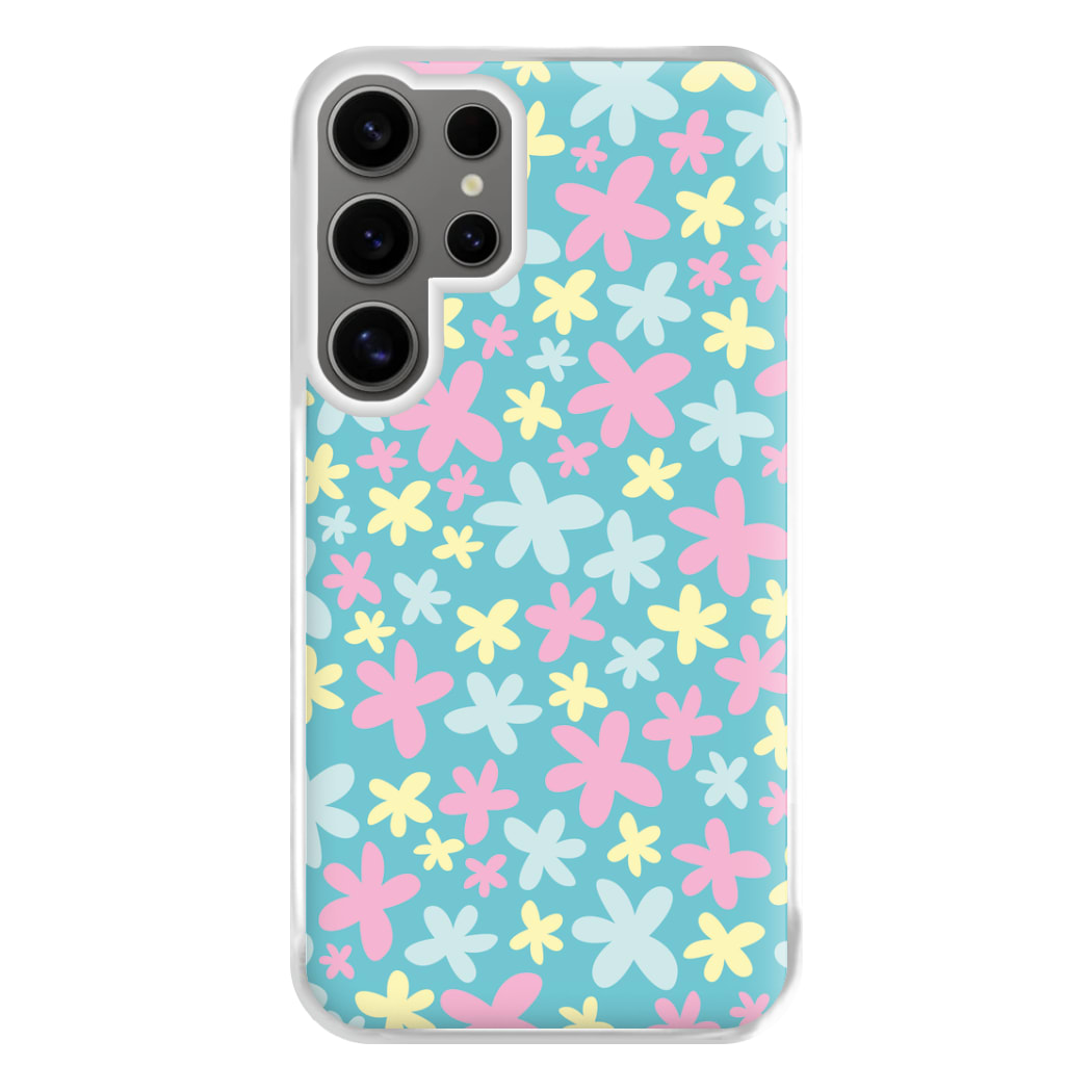 Blue, Pink And Yellow Flowers - Spring Patterns Phone Case for Galaxy S24 Ultra