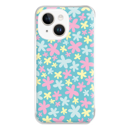 Blue, Pink And Yellow Flowers - Spring Patterns Phone Case for iPhone 14 Plus