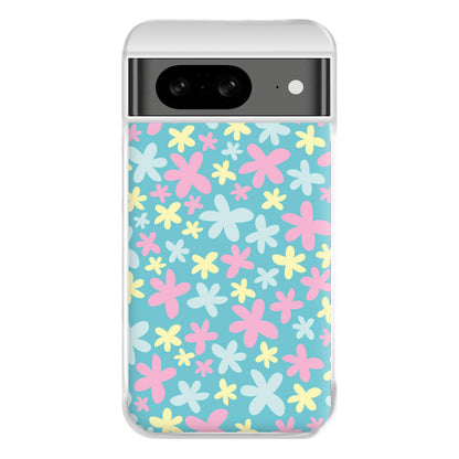 Blue, Pink And Yellow Flowers - Spring Patterns Phone Case for Google Pixel 8