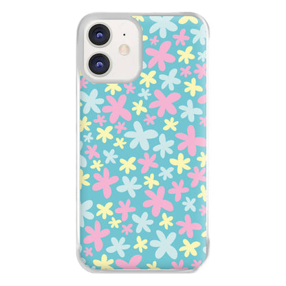 Blue, Pink And Yellow Flowers - Spring Patterns Phone Case for iPhone 12 / 12 Pro